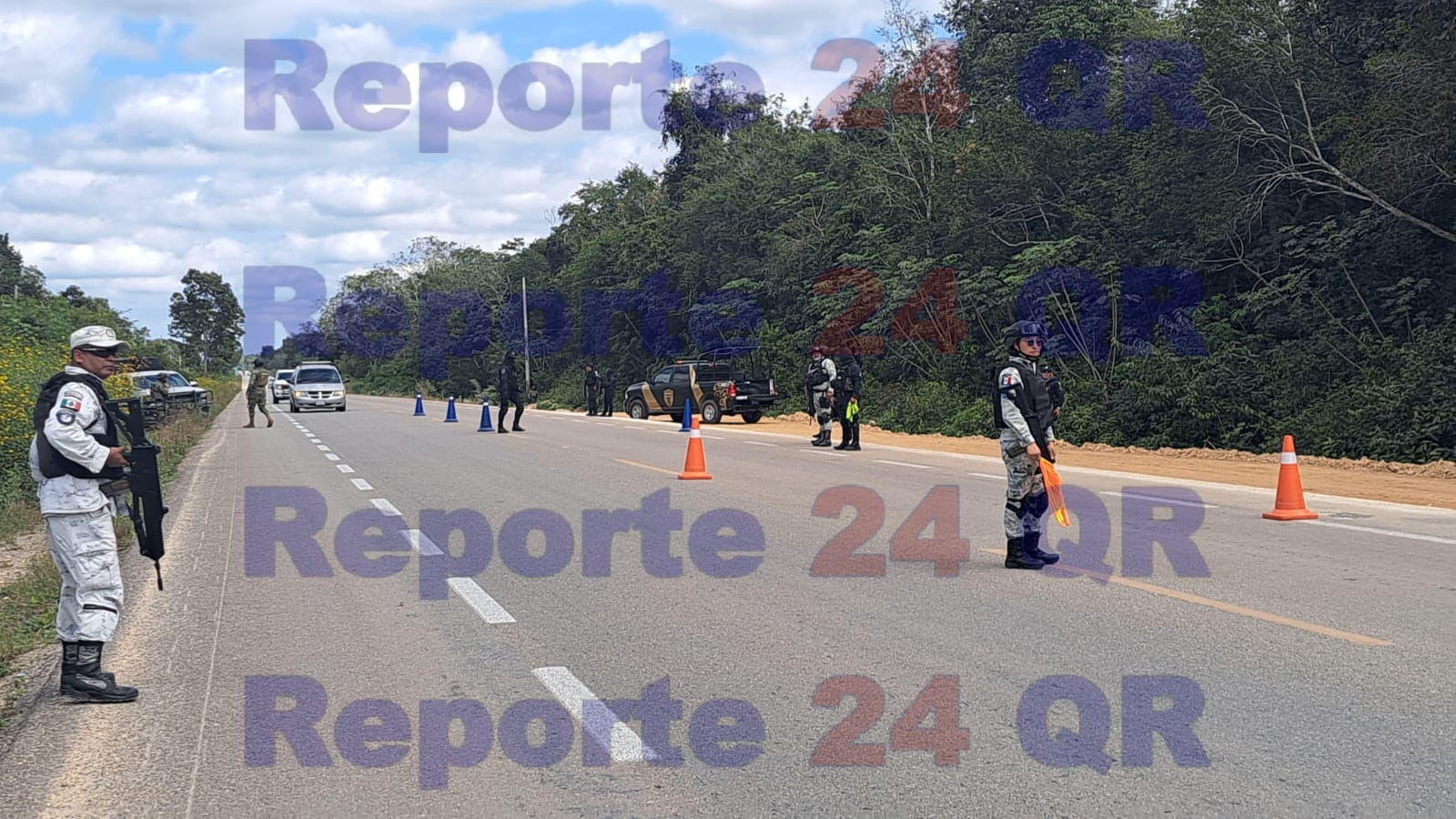 Elementos de la policía estatal, guardia nacional, marina y el ejército mexicano realizan patrullajes en FCP